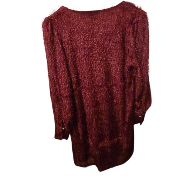 NWT Jodifl Eyelash Shirt Dress Small Midi Wine Fall Party Formal Lined - Picture 2 of 7